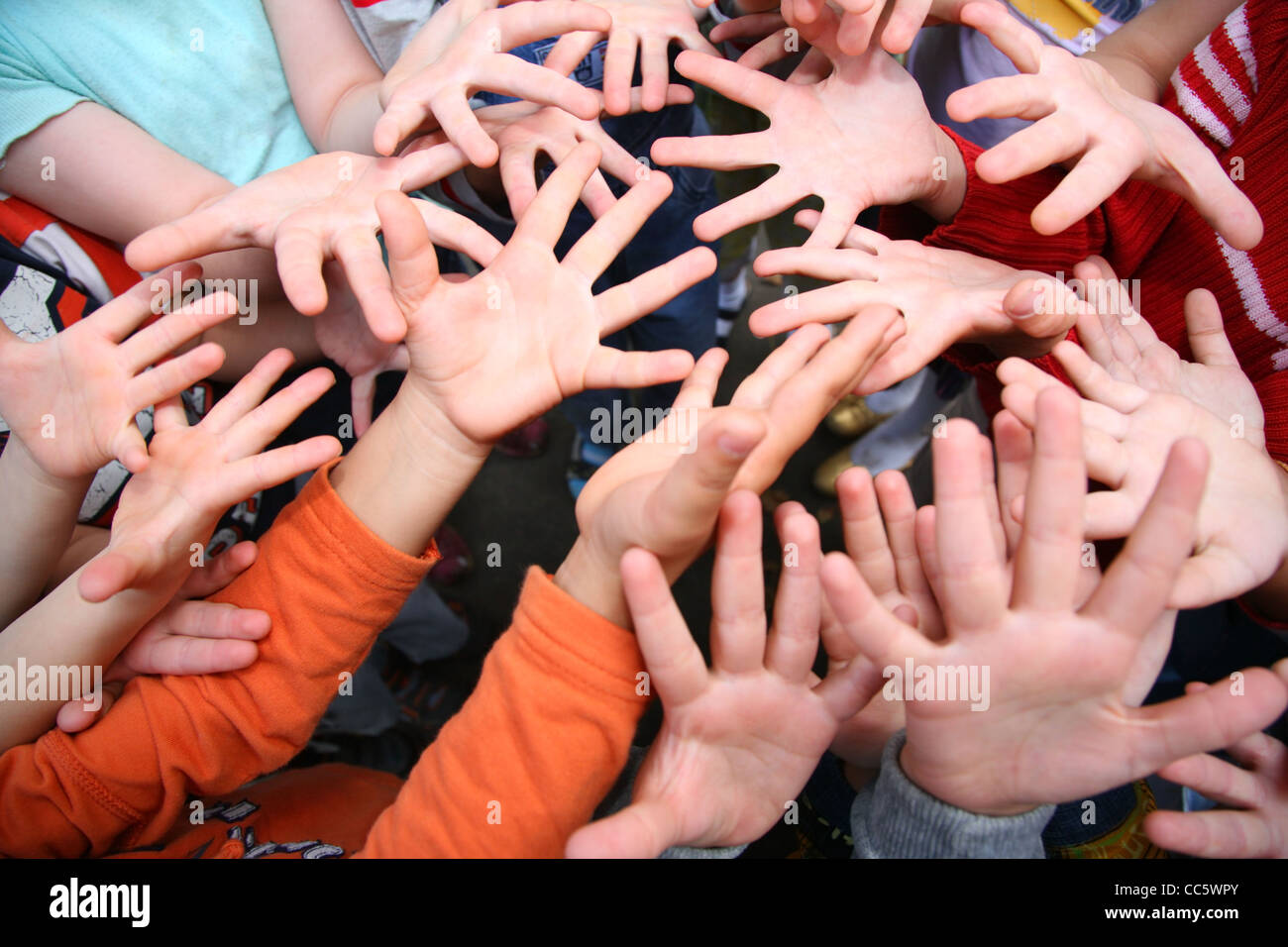 Children`s hands with spread fingers Stock Photo